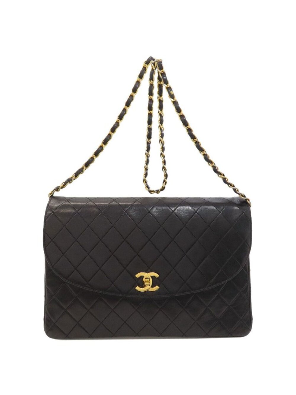 Chanel Quilted CC Logo Gold Shoulder Bag Lambskin